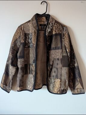 Kaktus Brown Patchwork Quilted Jacket - Brown XL